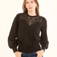 Elegant Pullover with Perforated Crochet Touch
