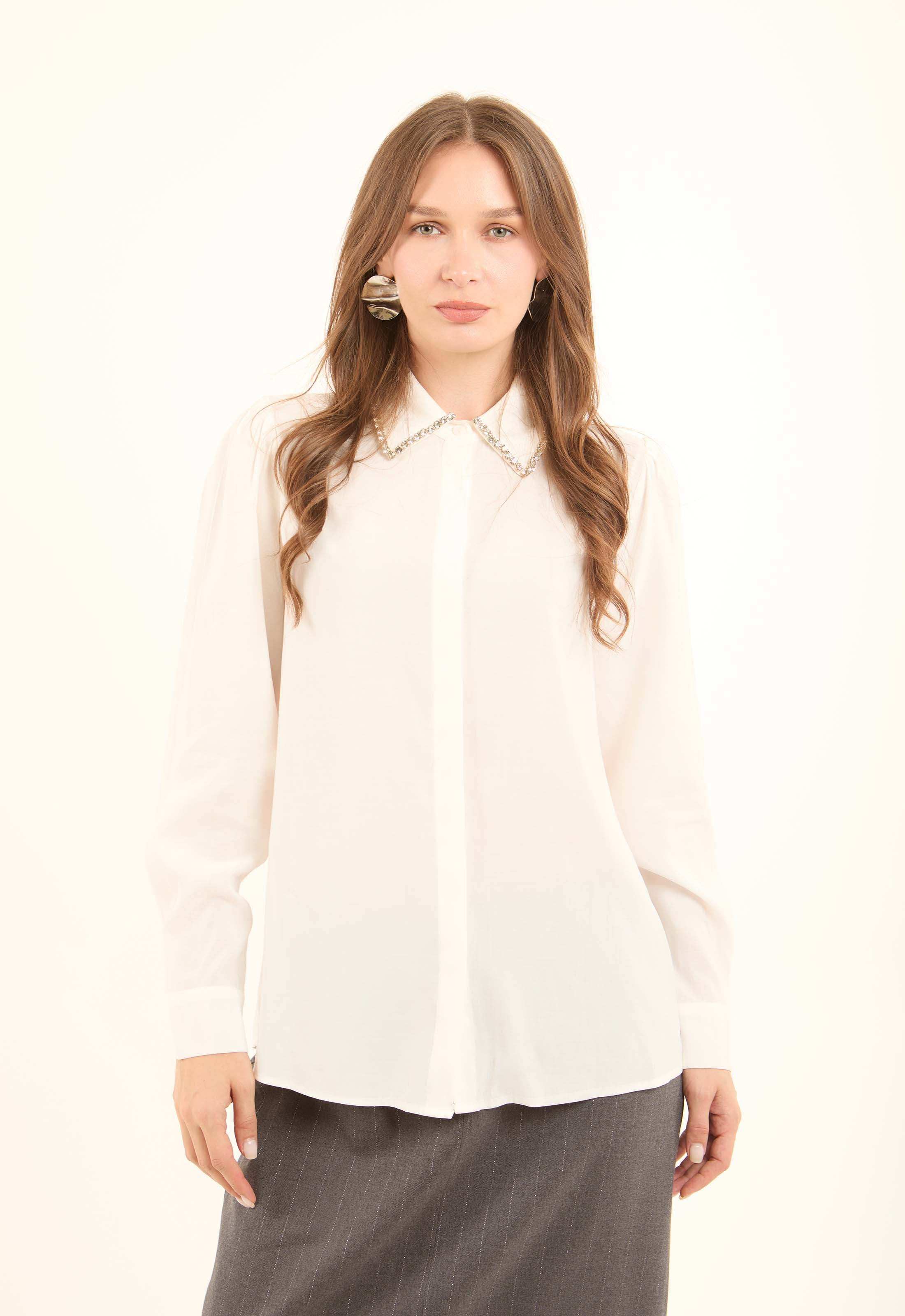 Chain-Detail Rayon Shirt