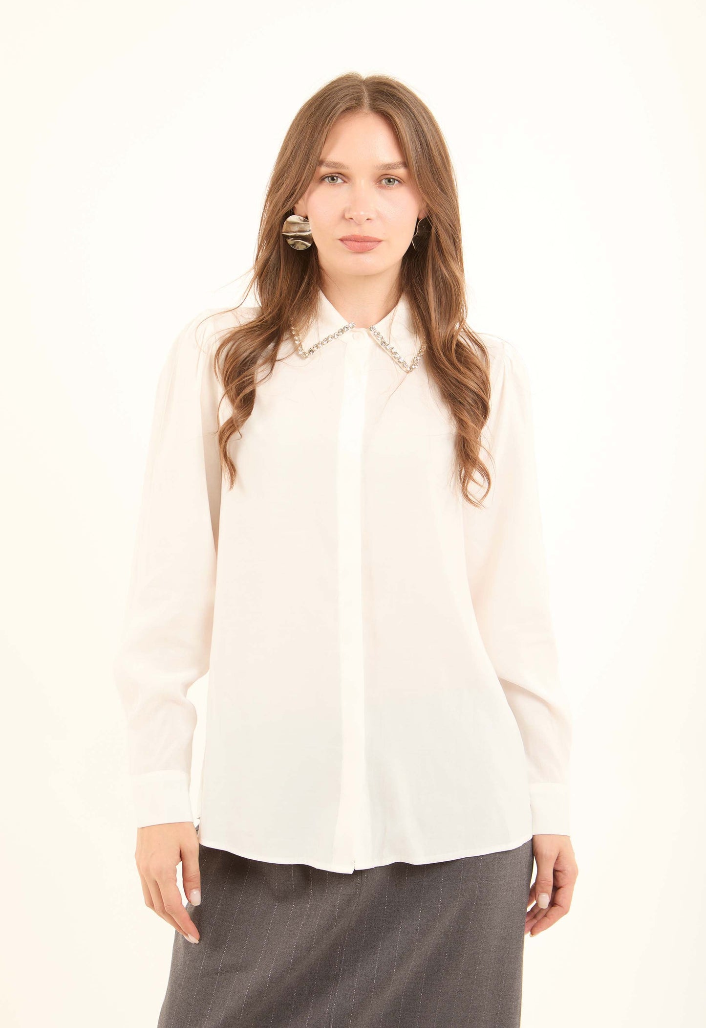 Chain-Detail Rayon Shirt