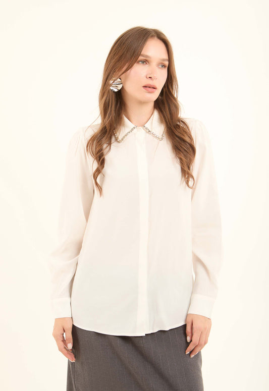 Chain-Detail Rayon Shirt