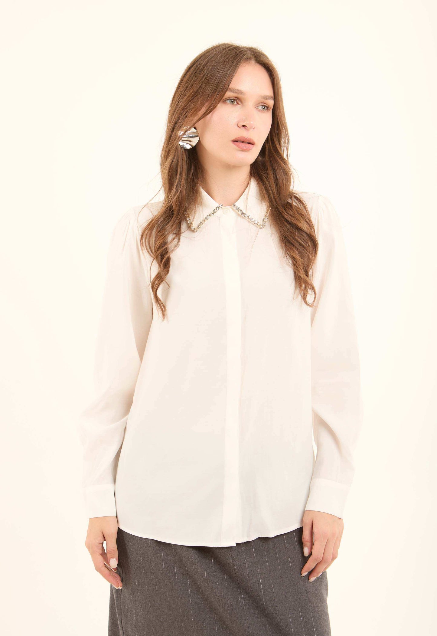 Chain-Detail Rayon Shirt
