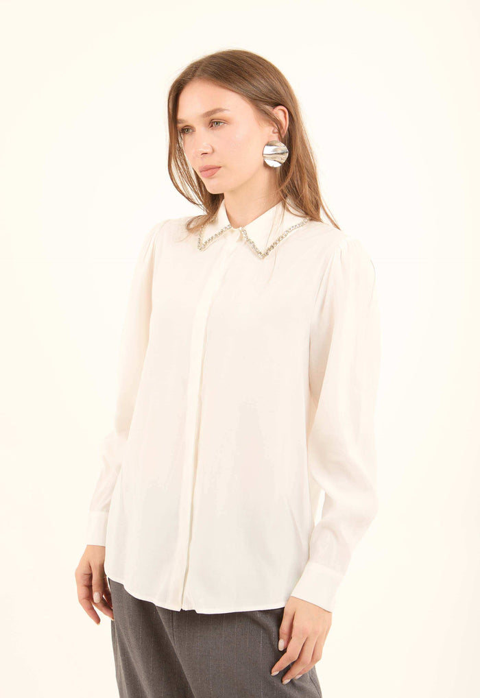 Chain-Detail Rayon Shirt