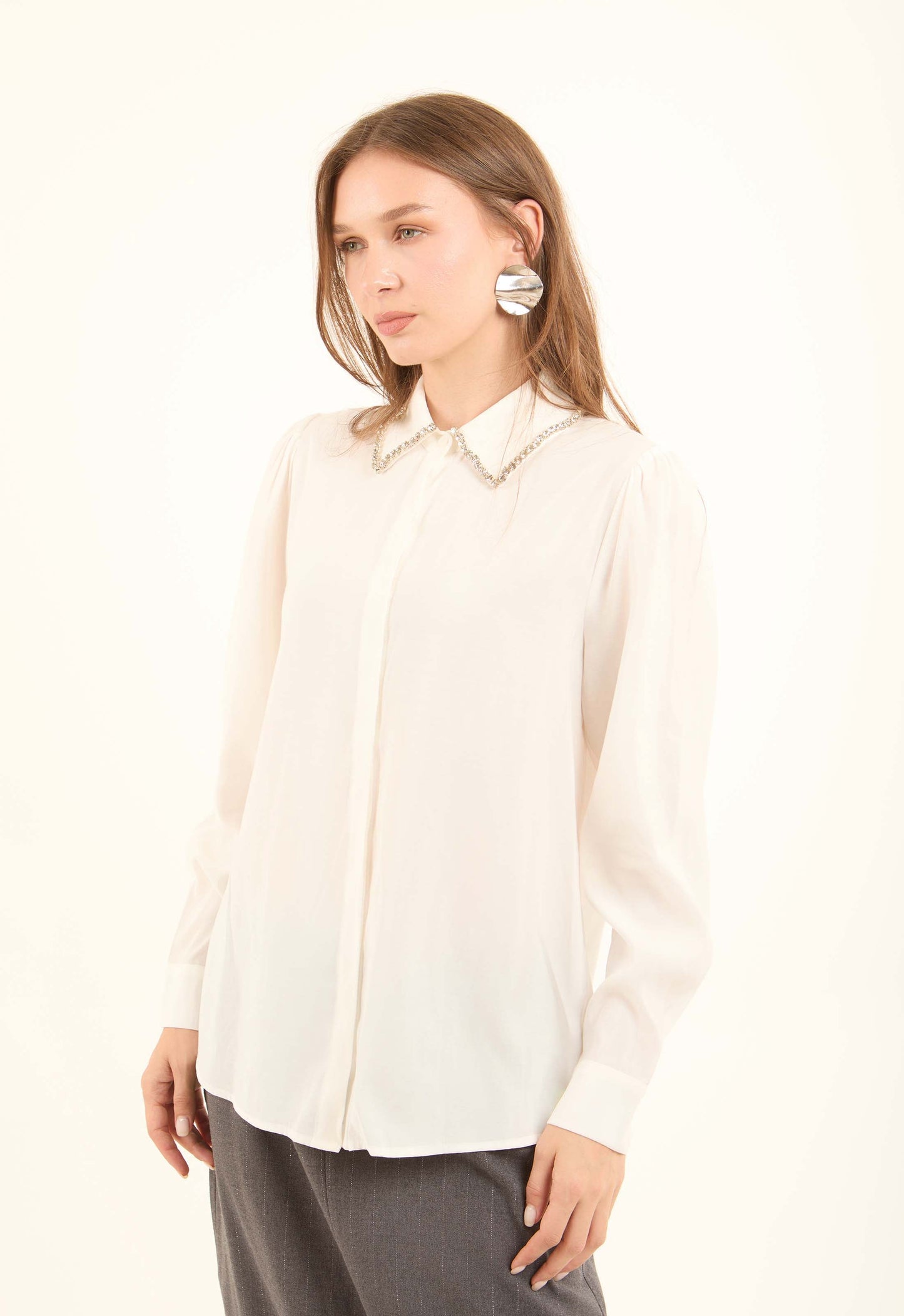 Chain-Detail Rayon Shirt