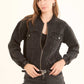 Crystal-Studded Denim Bomber Jacket