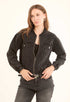 Crystal-Studded Denim Bomber Jacket