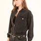 Crystal-Studded Denim Bomber Jacket