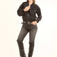 Crystal-Studded Denim Bomber Jacket