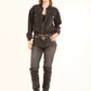 Crystal-Studded Denim Bomber Jacket