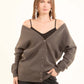 Deep V-Neck Buttoned Winter Cardigan