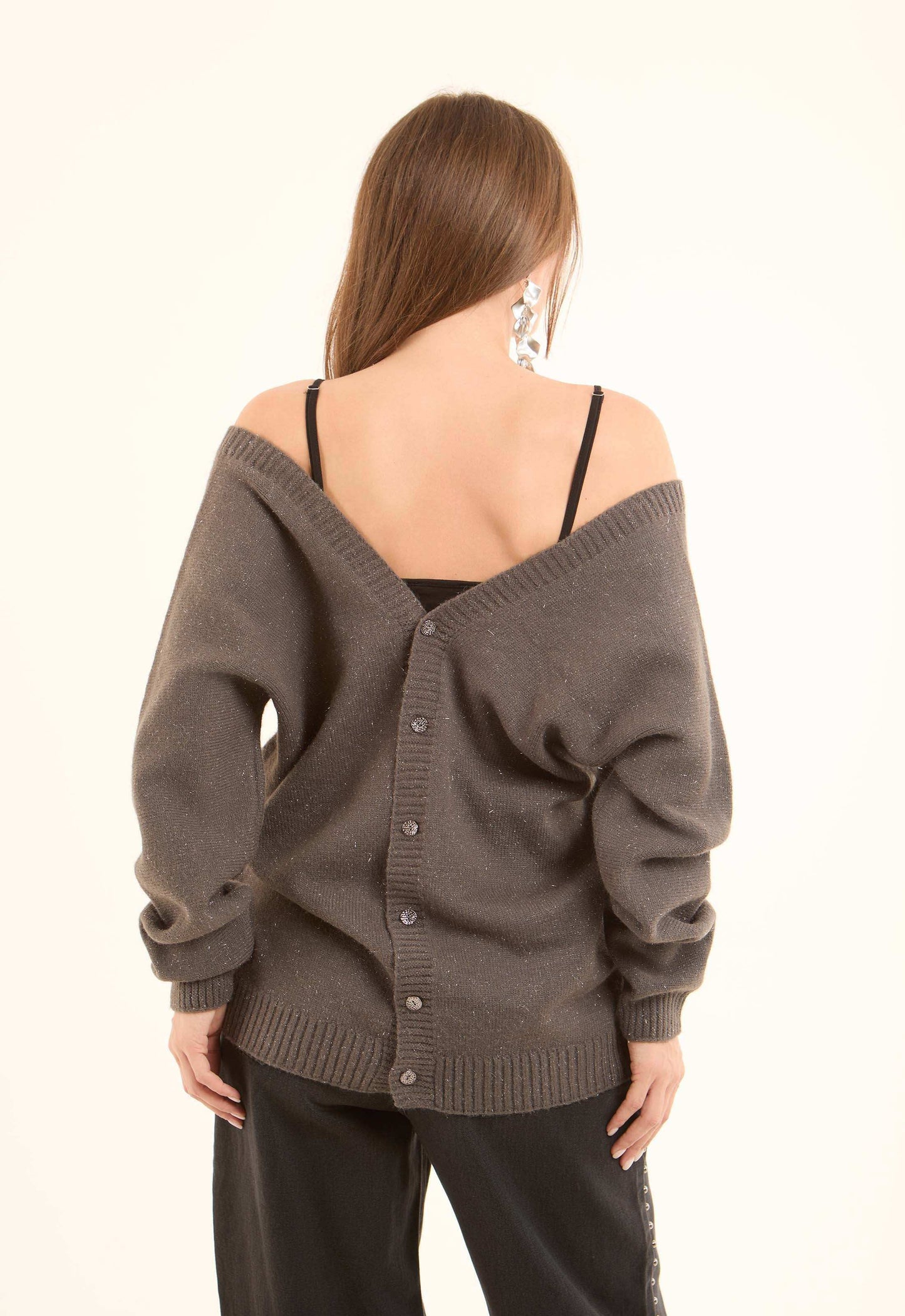 Deep V-Neck Buttoned Winter Cardigan