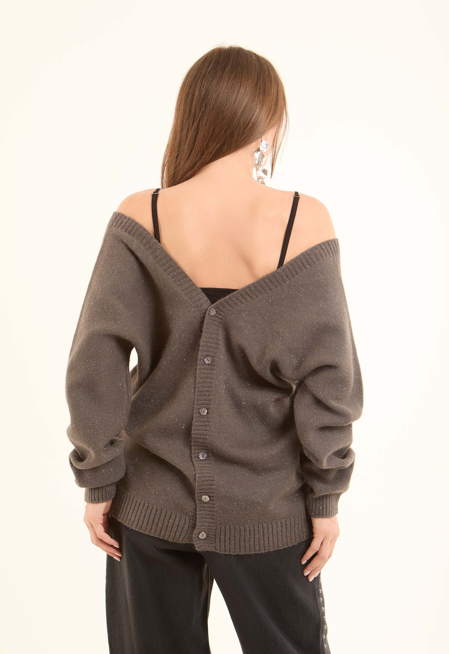 Deep V-Neck Buttoned Winter Cardigan