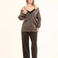 Deep V-Neck Buttoned Winter Cardigan