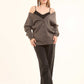 Deep V-Neck Buttoned Winter Cardigan