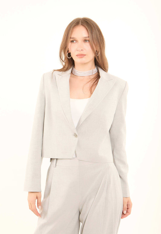 Structured Cropped Suit Jacket