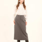 Elegant Striped Formal Midi Skirt