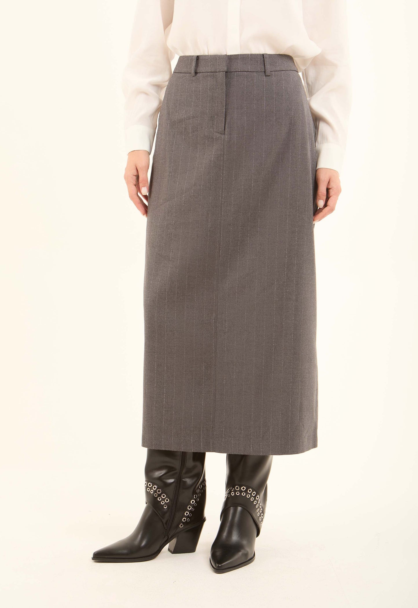 جيبة ميدي رسمية أنيقة مخططة