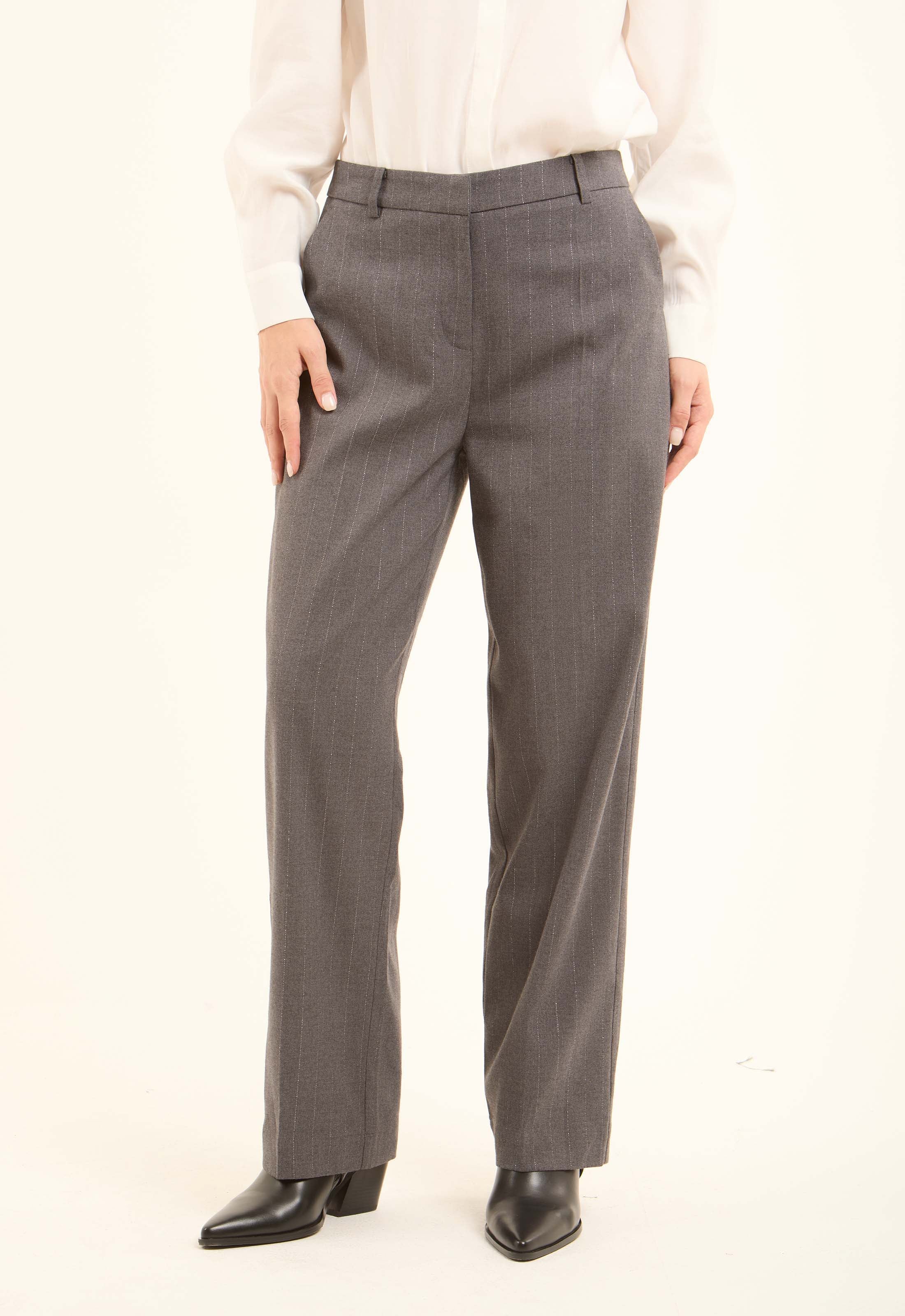 Pinstripe Straight Suit Pants