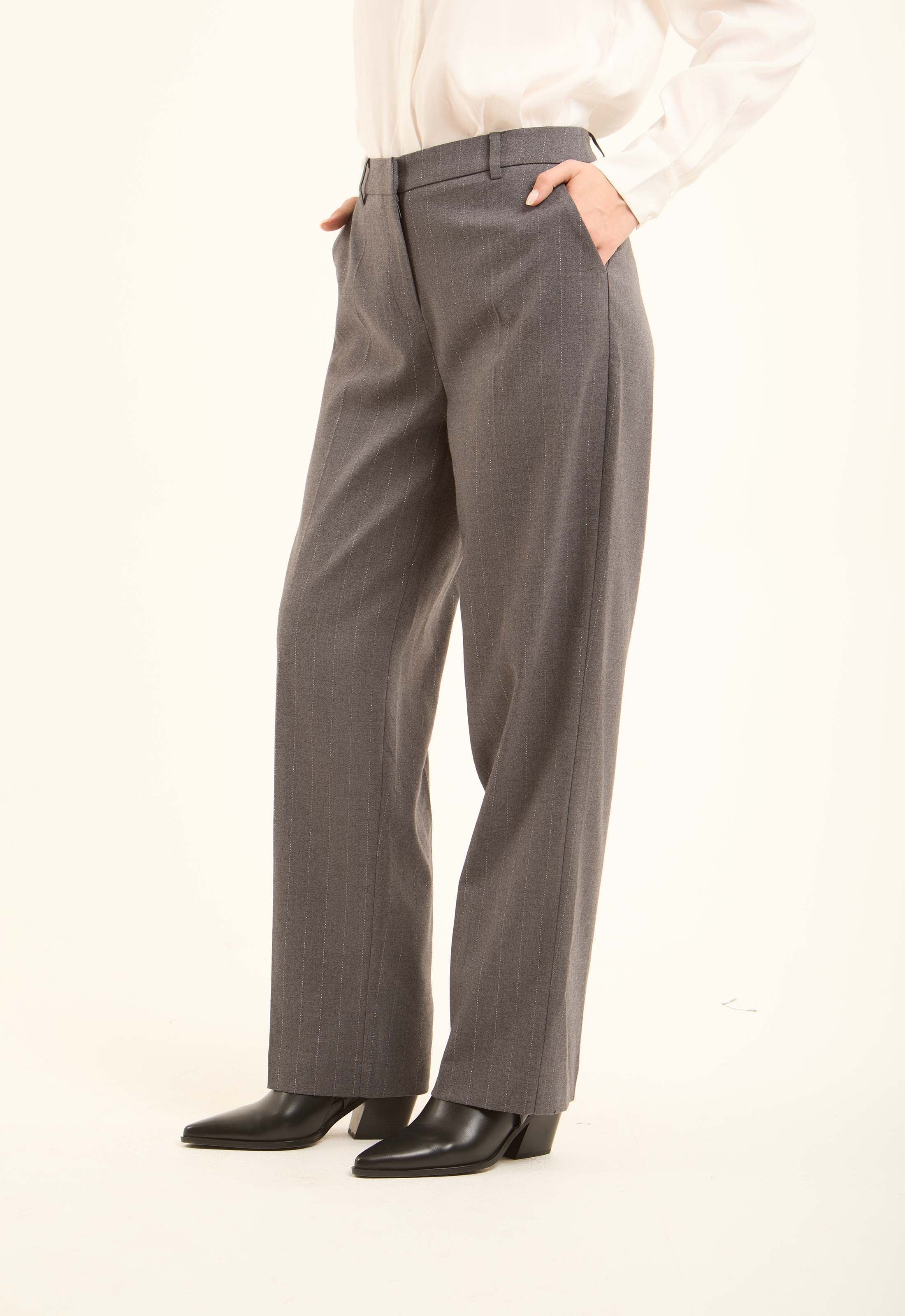 Pinstripe Straight Suit Pants