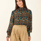 Flowy Printed High-Neck Viscose Blouse