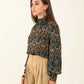 Flowy Printed High-Neck Viscose Blouse