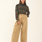 Flowy Printed High-Neck Viscose Blouse
