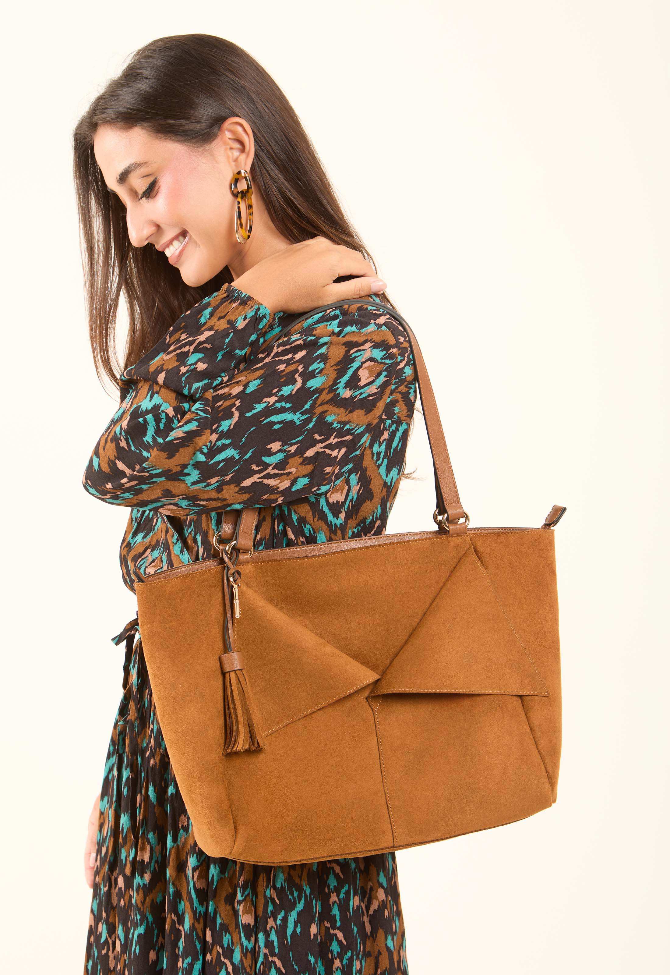 Patterned Drawstring Dress with V-Neck