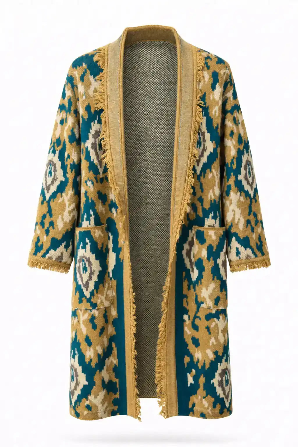 Jacquard Pattern Open Cardigan