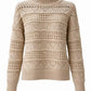 Perforated Mock Neck Knitted Pullover