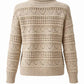 Perforated Mock Neck Knitted Pullover