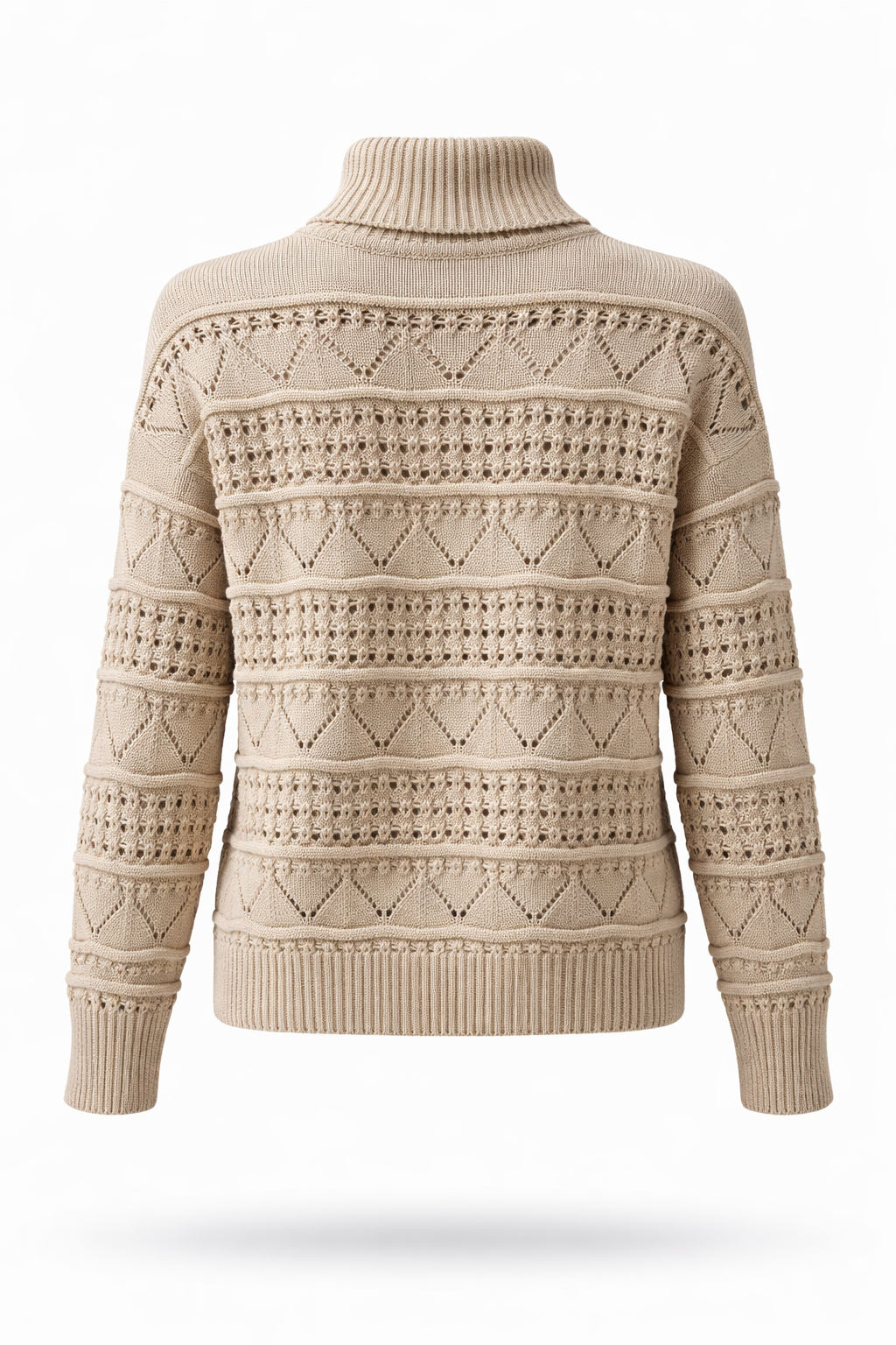 Perforated Mock Neck Knitted Pullover