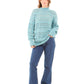 Perforated Mock Neck Knitted Pullover