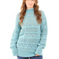Perforated Mock Neck Knitted Pullover