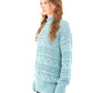 Perforated Mock Neck Knitted Pullover