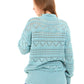 Perforated Mock Neck Knitted Pullover