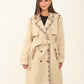 Embroidered Trim Trench Coat