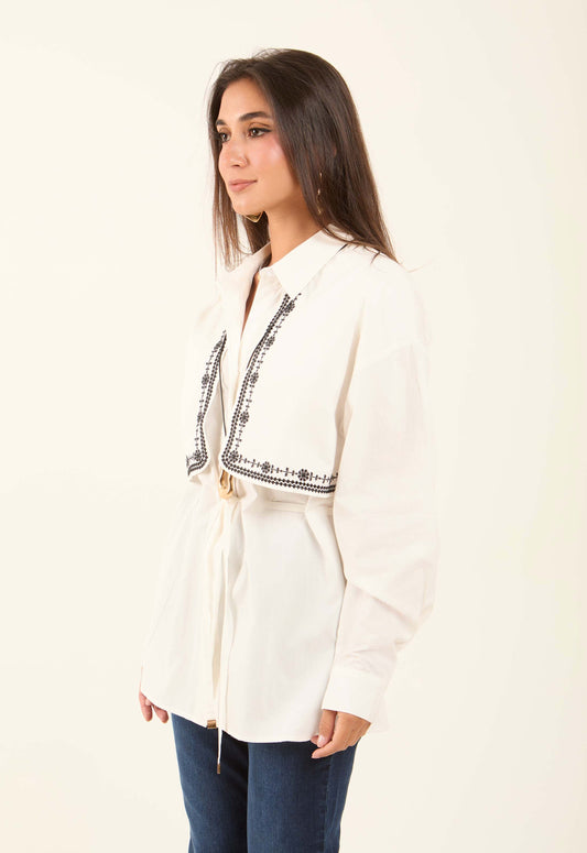 Classic Collar Soft Embroidered Blouse