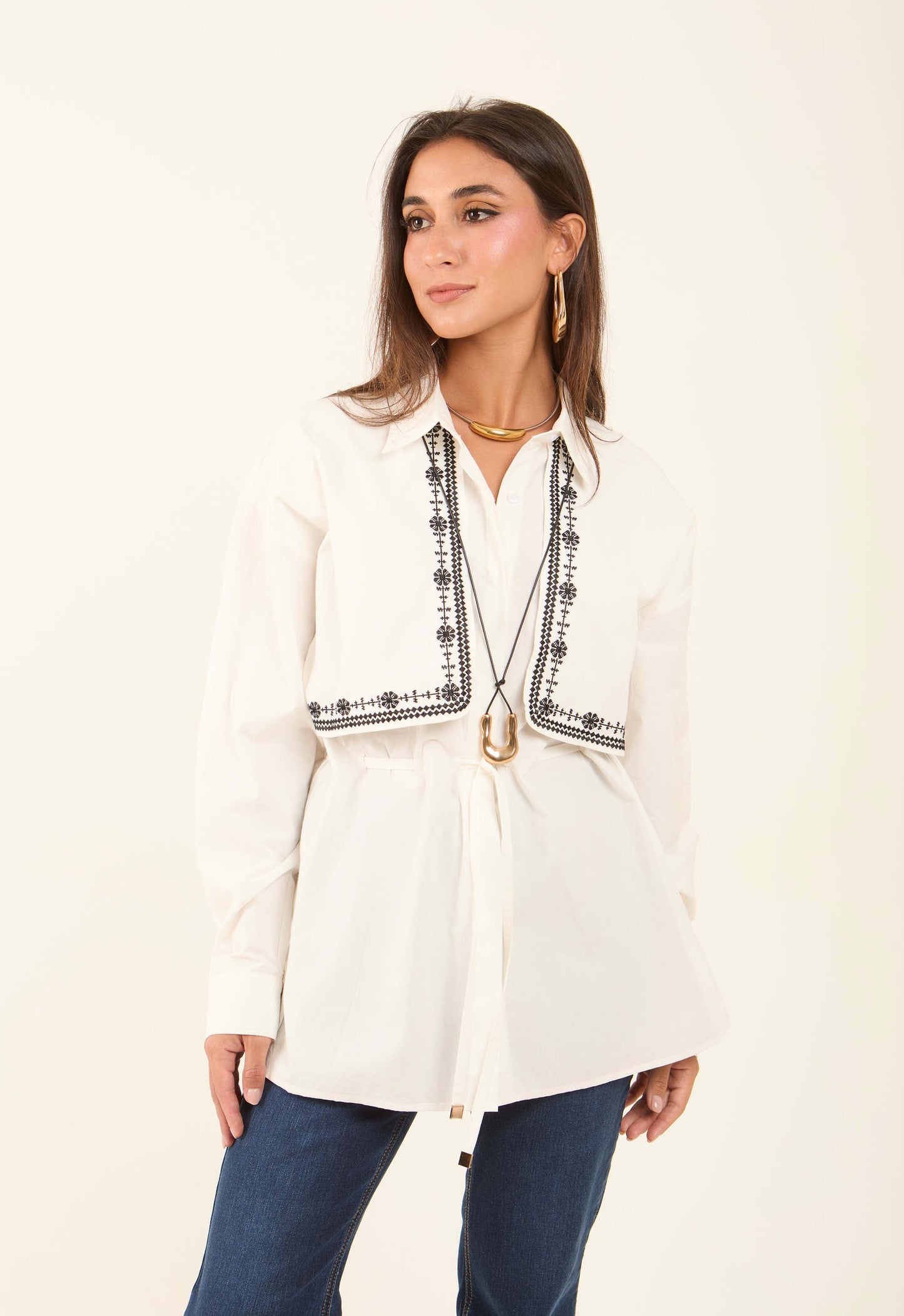 Classic Collar Soft Embroidered Blouse