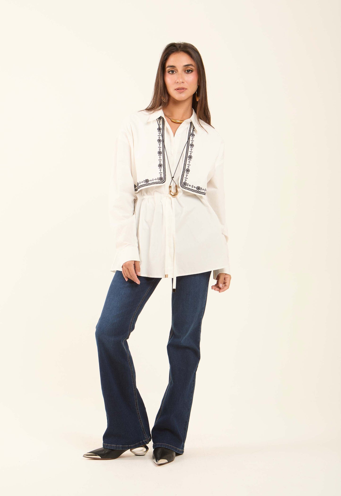 Classic Collar Soft Embroidered Blouse