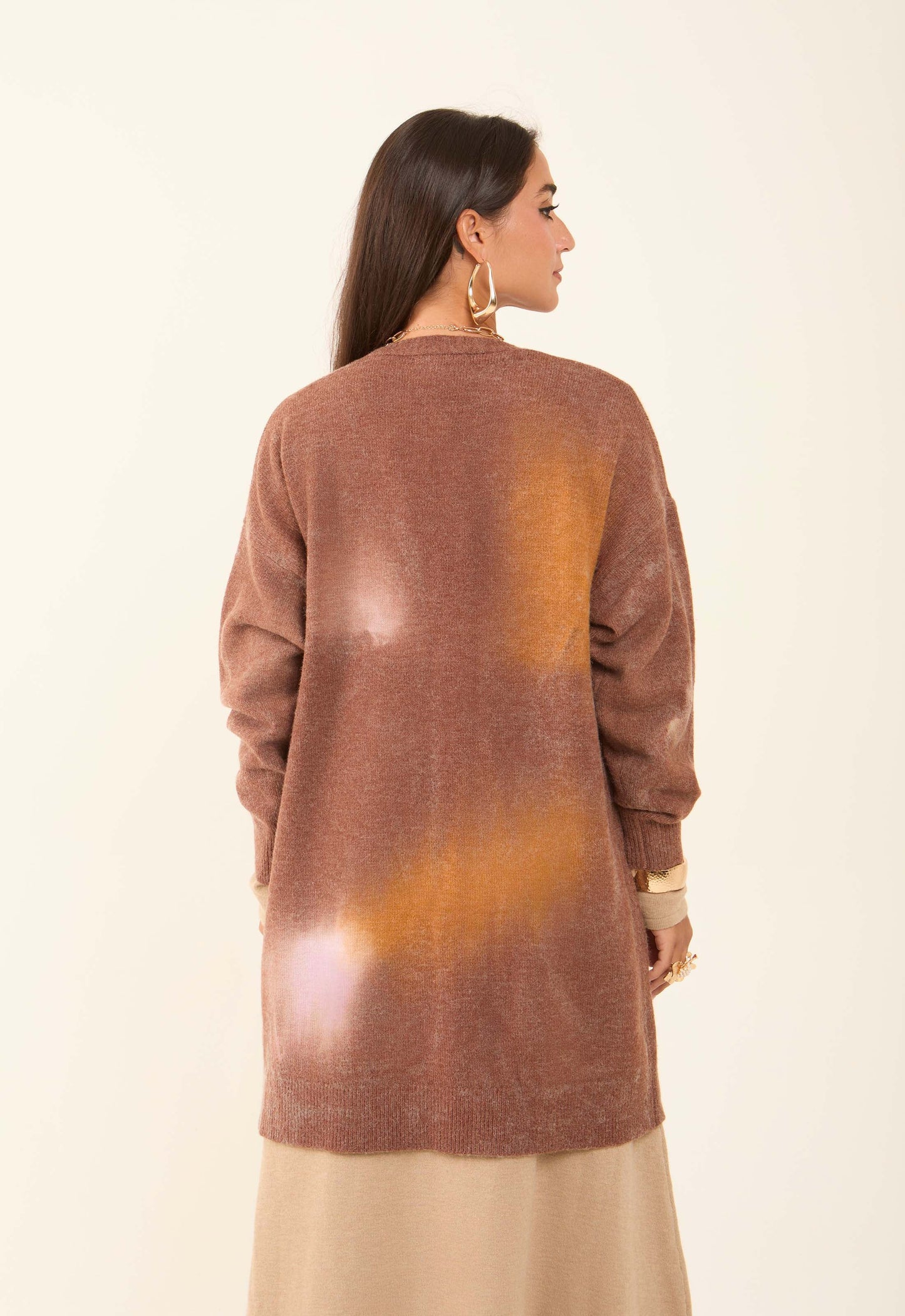 Dip-Dye Fashionable Long Winter Cardigan