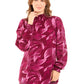 Printed High-Neck Blouse with Gathered Sleeves