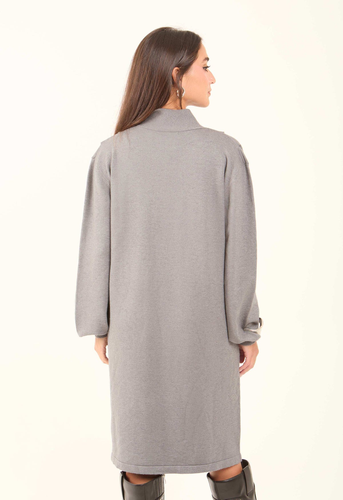 Slip On Winter Dress with Tie Neck