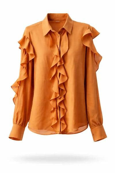 Ruffle Detail Button-Up Blouse