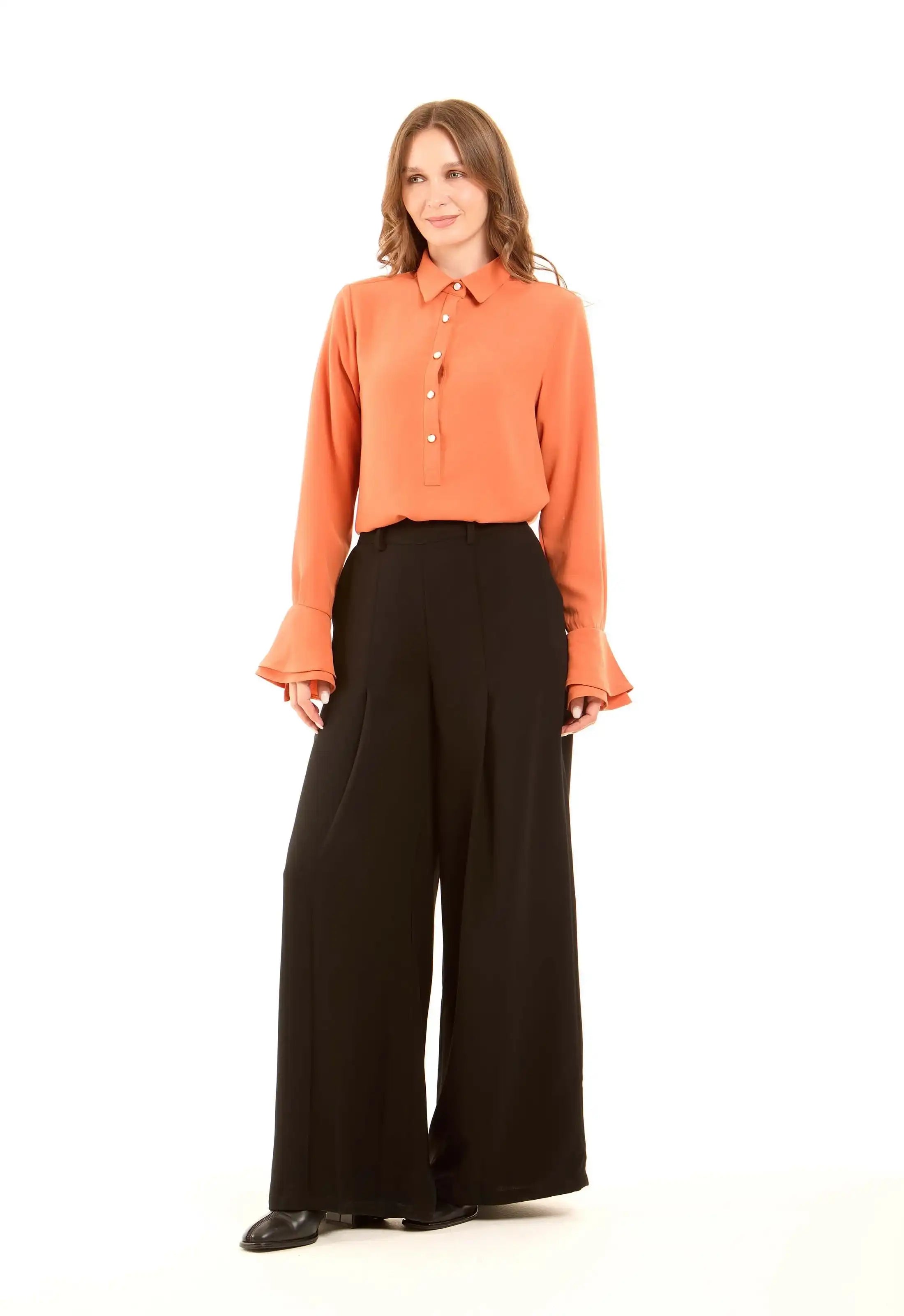 Elegant Satin Draped Blouse