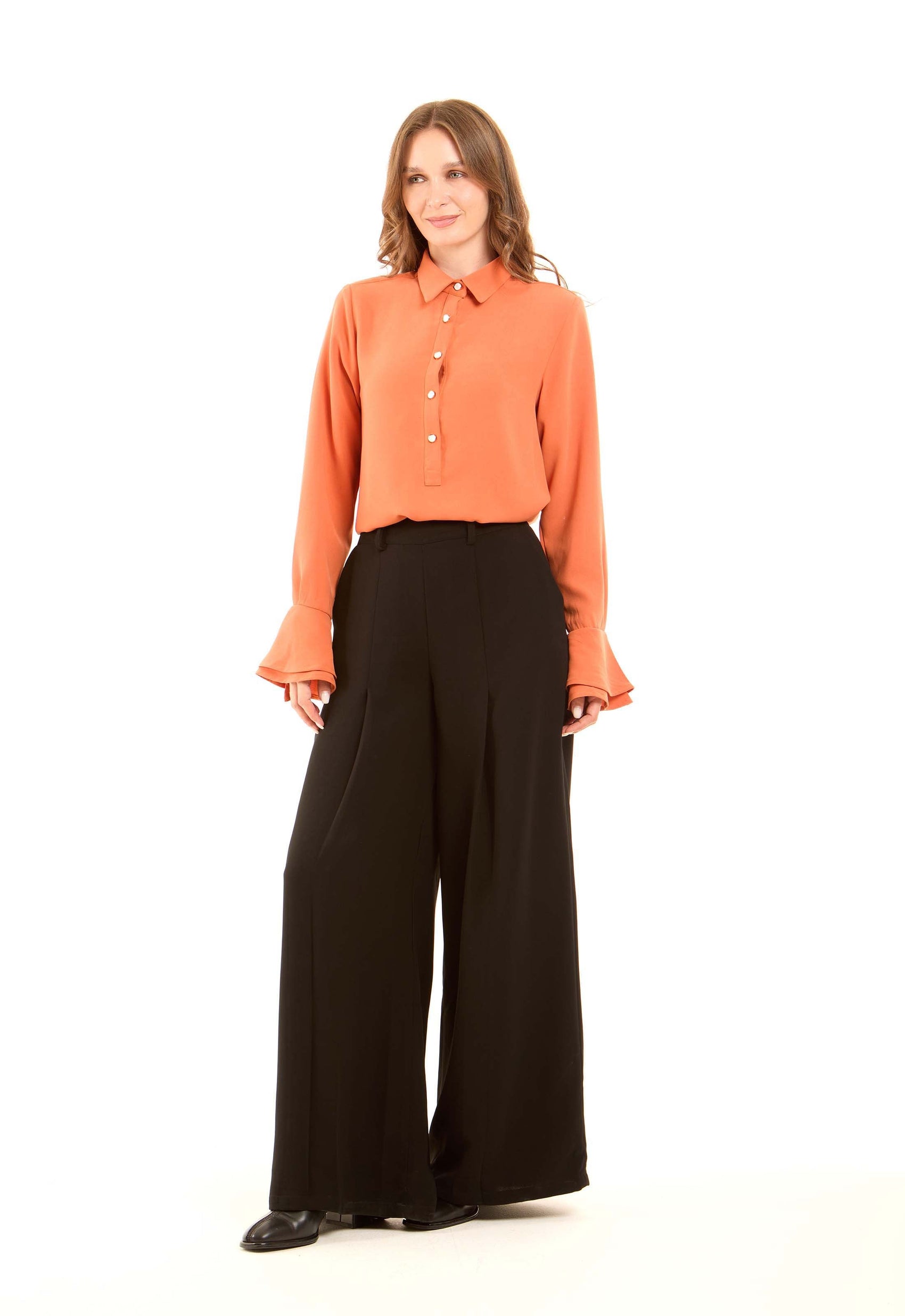 Elegant Satin Draped Blouse