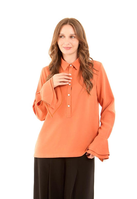 Elegant Satin Draped Blouse