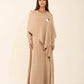 Neutral Flow Dress with Decorative Drape Shawl