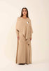 Neutral Flow Dress with Decorative Drape Shawl