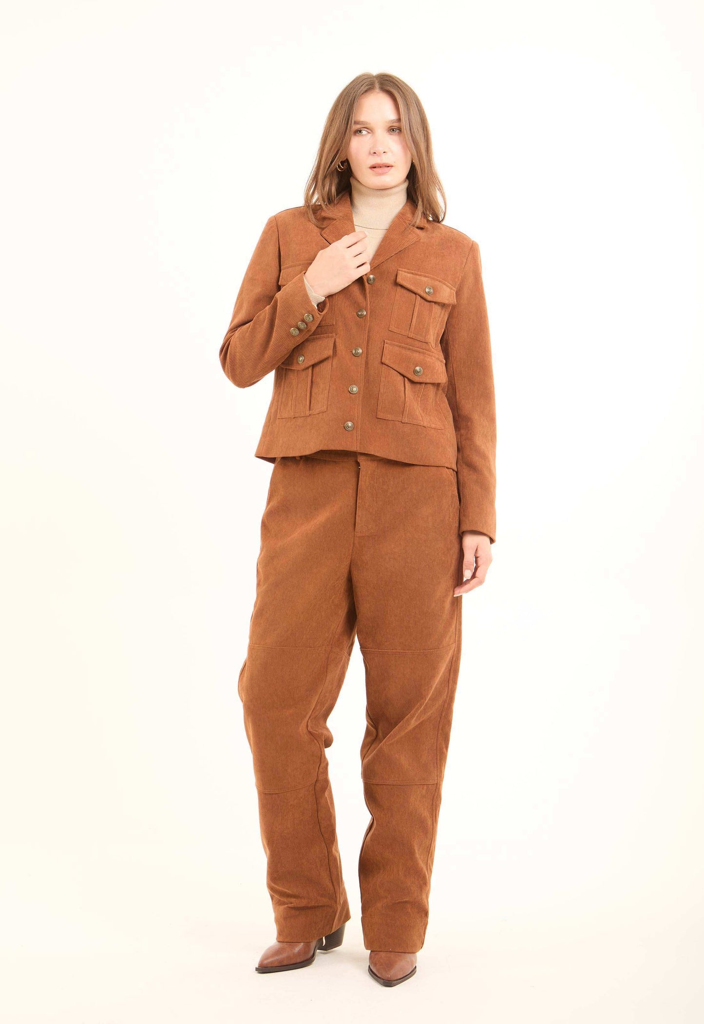 Corduroy Utility Jacket with Notched Lapels