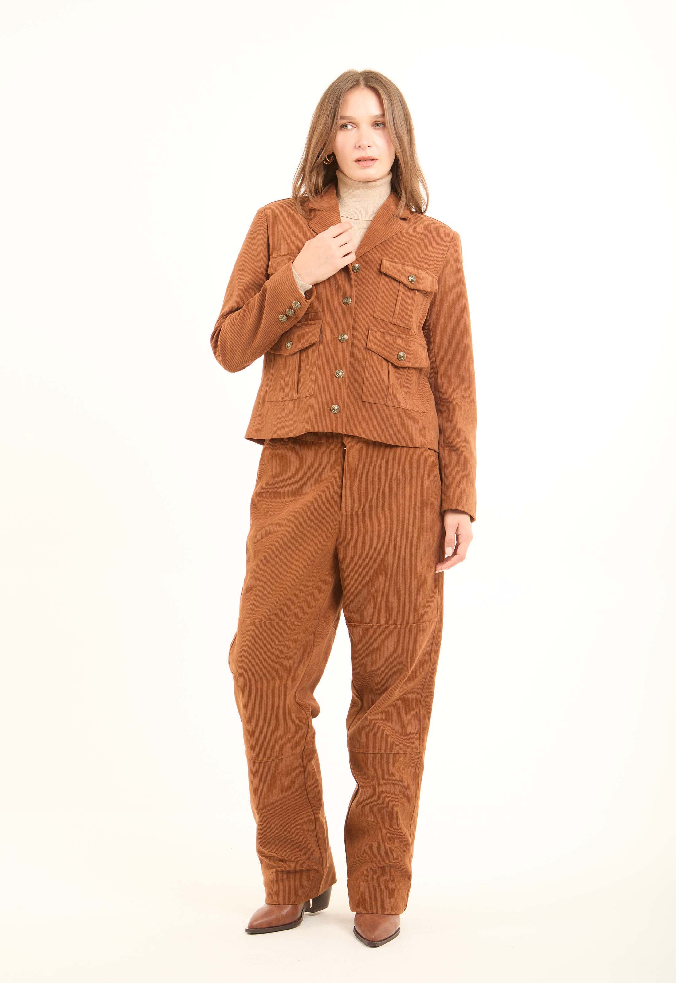 Corduroy Utility Jacket with Notched Lapels