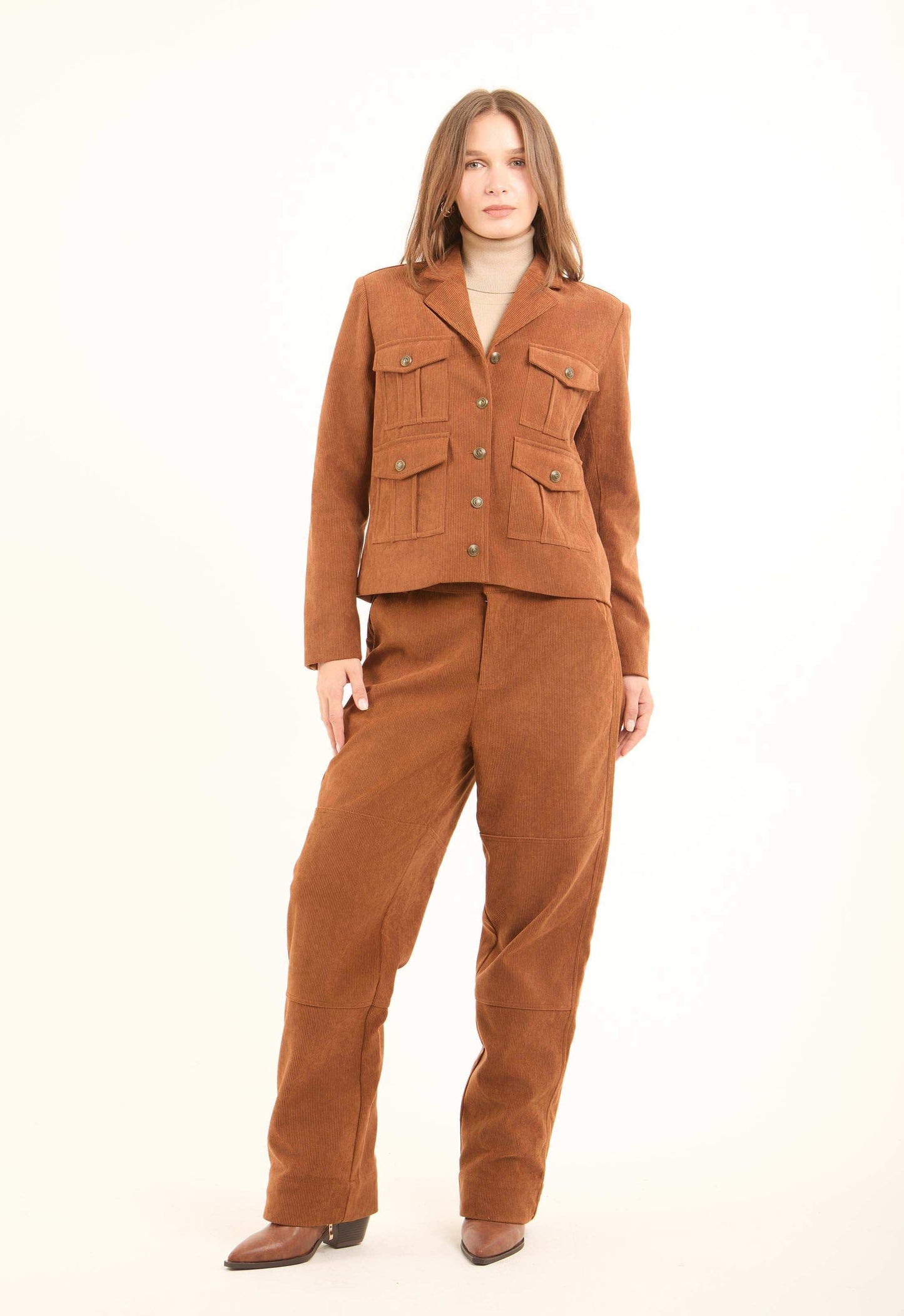 Corduroy Utility Jacket with Notched Lapels